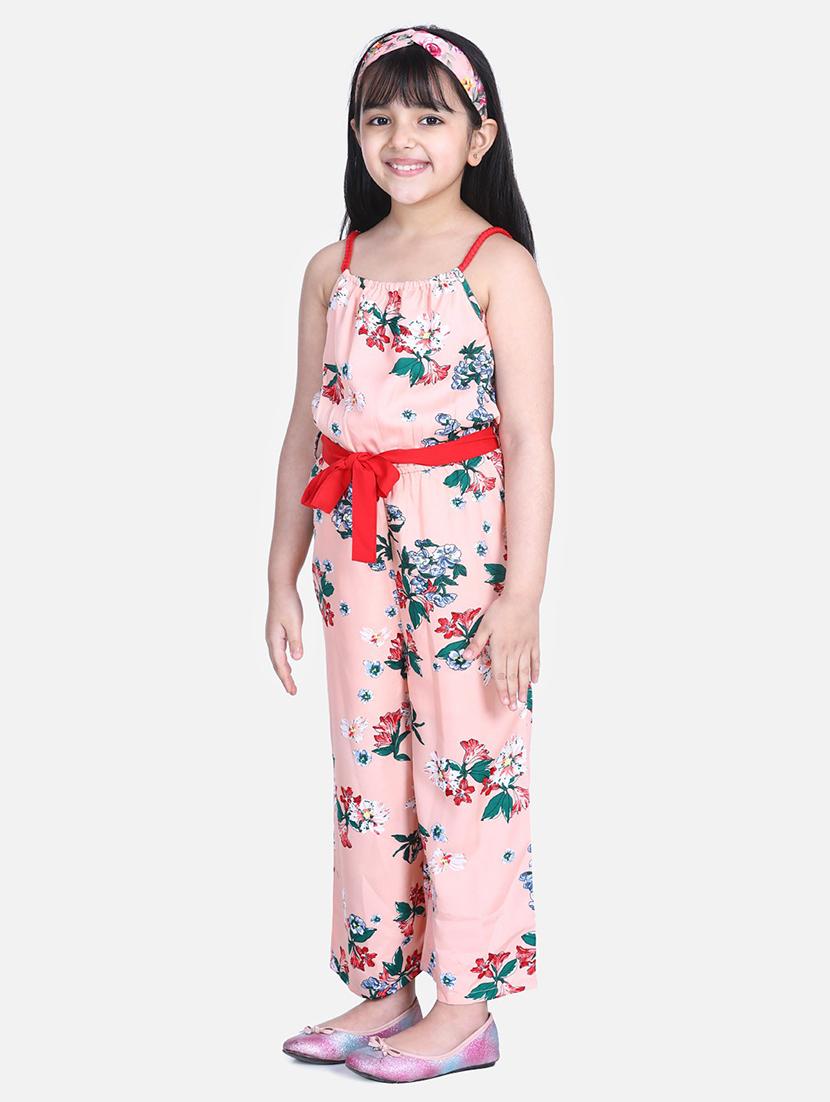 girls floral printed sleeveless full length jumpsuit - 21561667 - Standard Image - 1