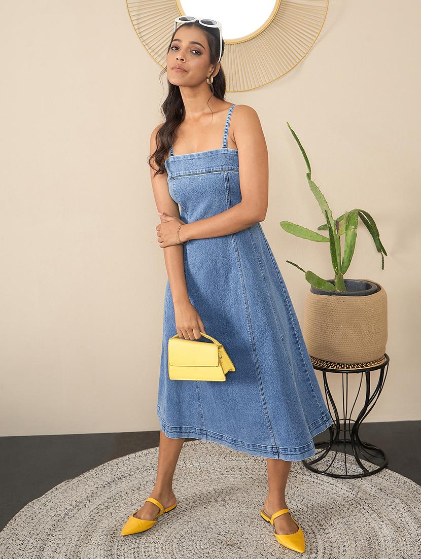 women solid sleeveless a-line dress - 21561674 -  Zoom Image - 0