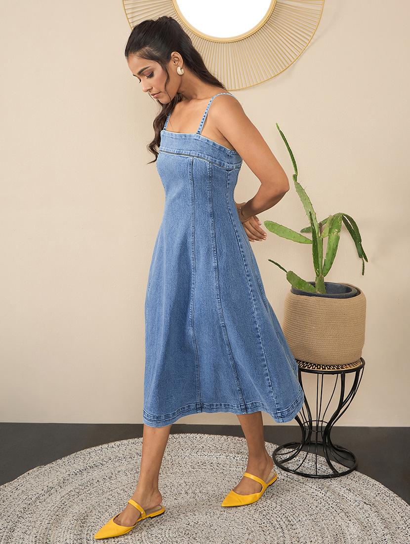 women solid sleeveless a-line dress - 21561674 - Standard Image - 1