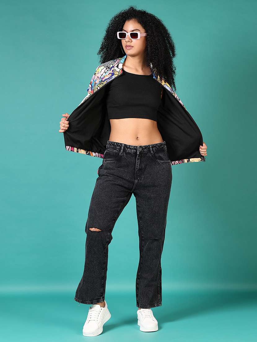 women printed stand collar long sleeves jacket - 21561695 -  Standard Image - 4