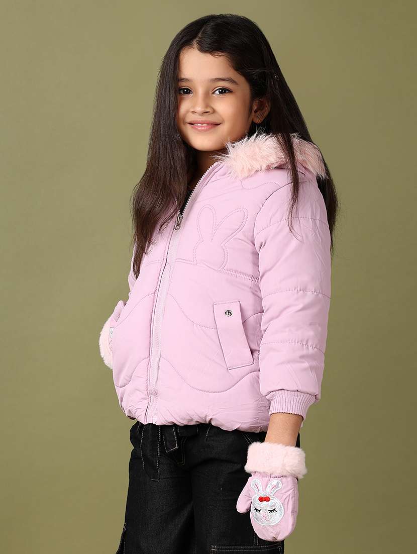 girls lavender solid long sleeve quilted jackets  - 21561713 -  Standard Image - 1