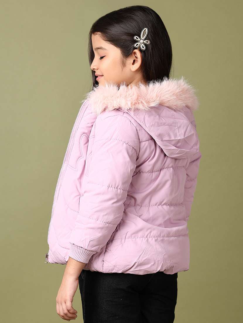 girls lavender solid long sleeve quilted jackets  - 21561713 -  Standard Image - 4