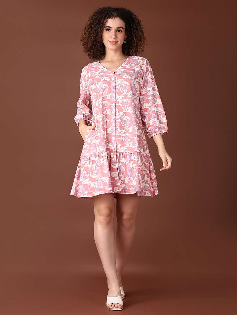 women pink printed a-line dress - 21561714 -  Standard Image - 1