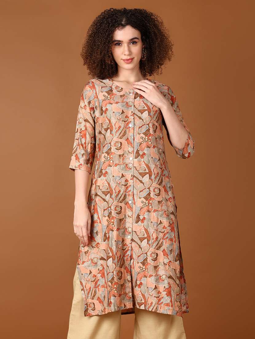 women printed three quarter sleeve straight kurta - 21561726 - Zoom Image - 0