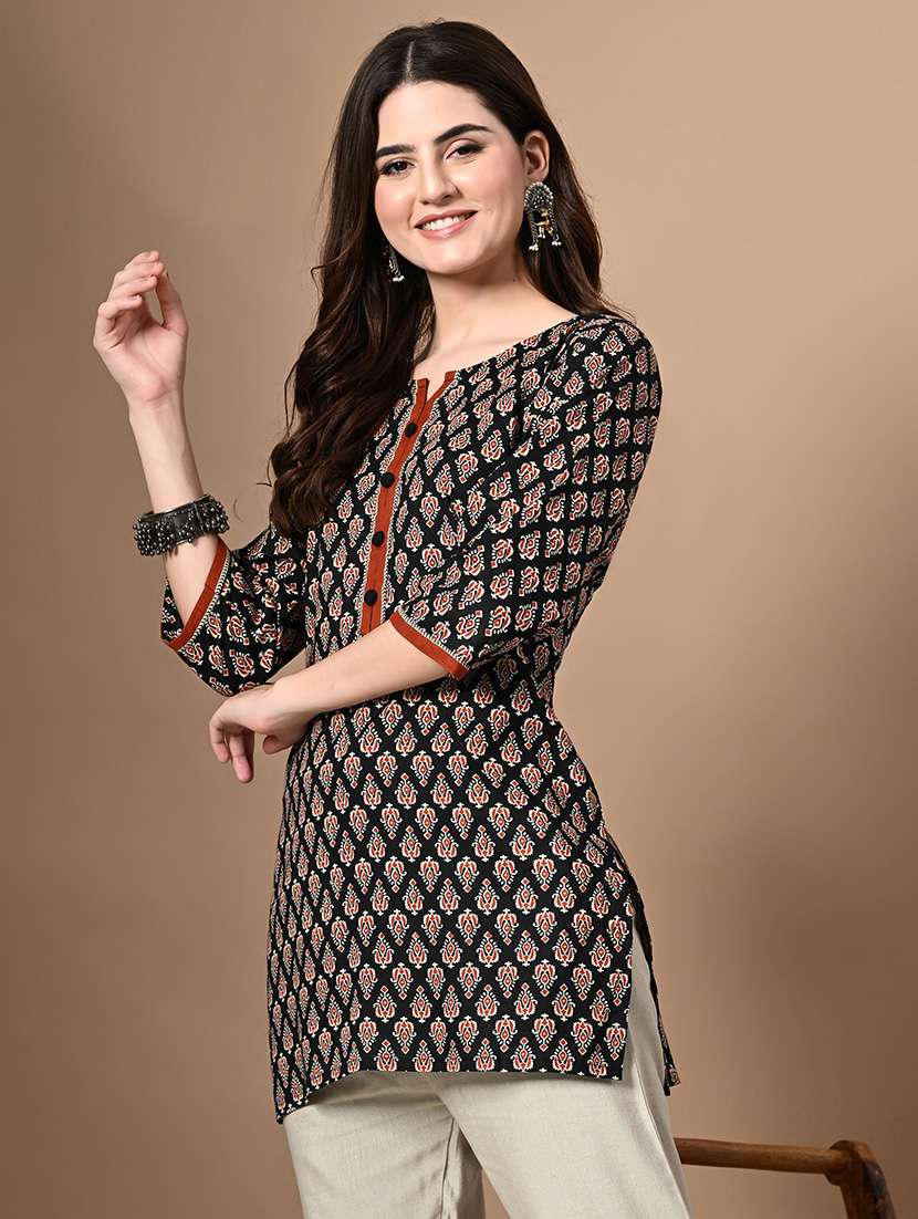 women printed three quarter sleeves straight kurti - 21561804 - Standard Image - 1