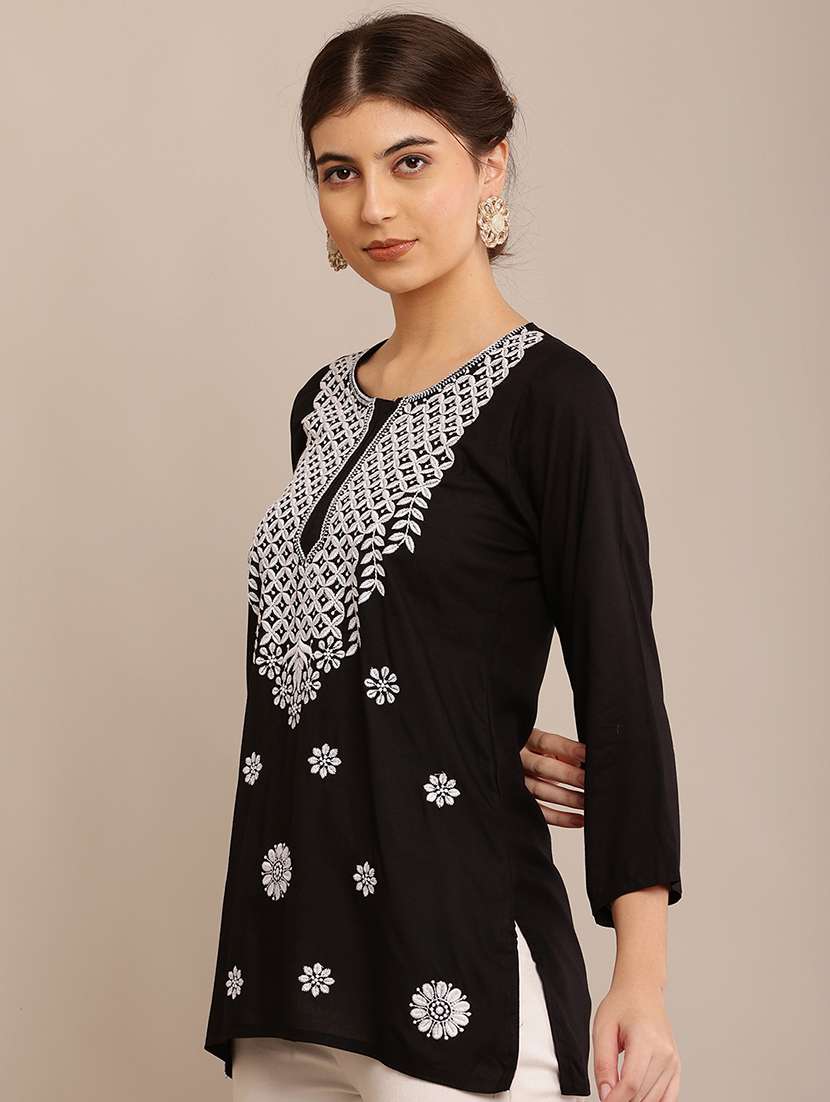 women embroidered three quarter sleeves straight kurti - 21561938 - Standard Image - 1