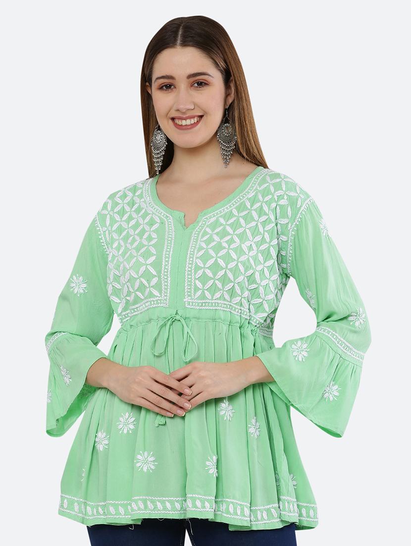 women three quarter sleeve chikankari kurti - 21561944 - Zoom Image - 0
