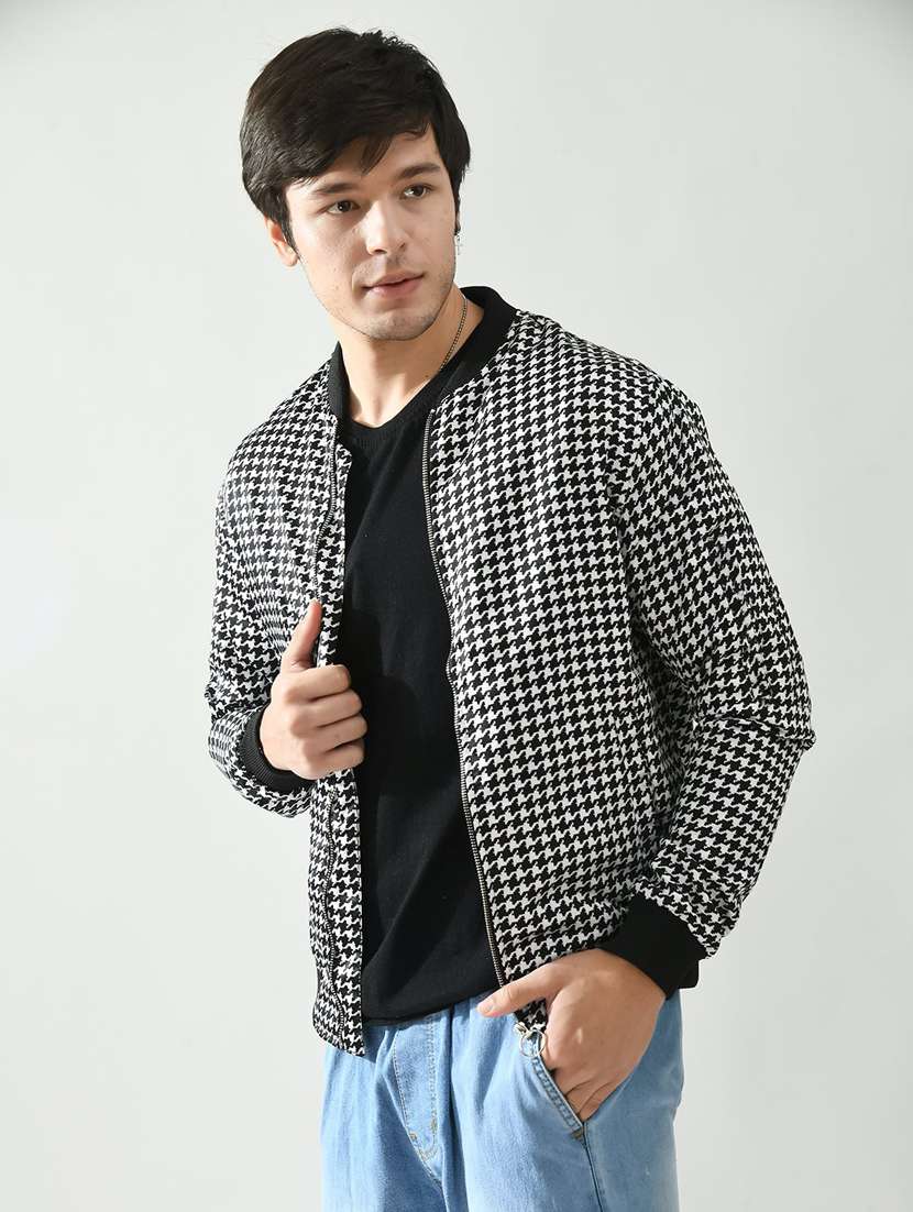 men printed henley neck long sleeve jacket - 21562309 -  Standard Image - 1
