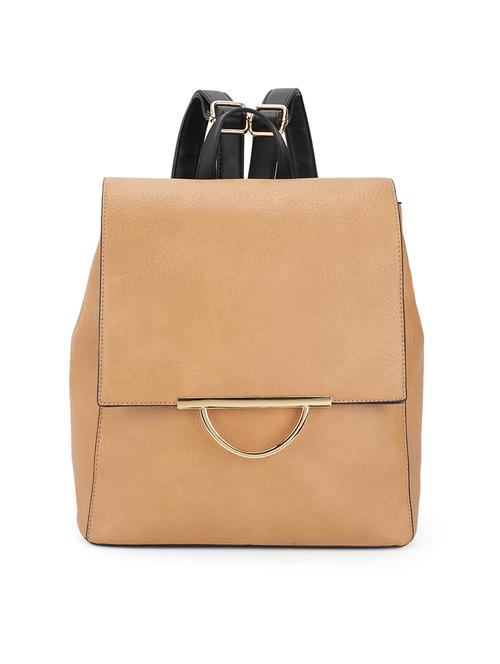 tan textured leatherette backpack - 21562334 - Standard Image - 0