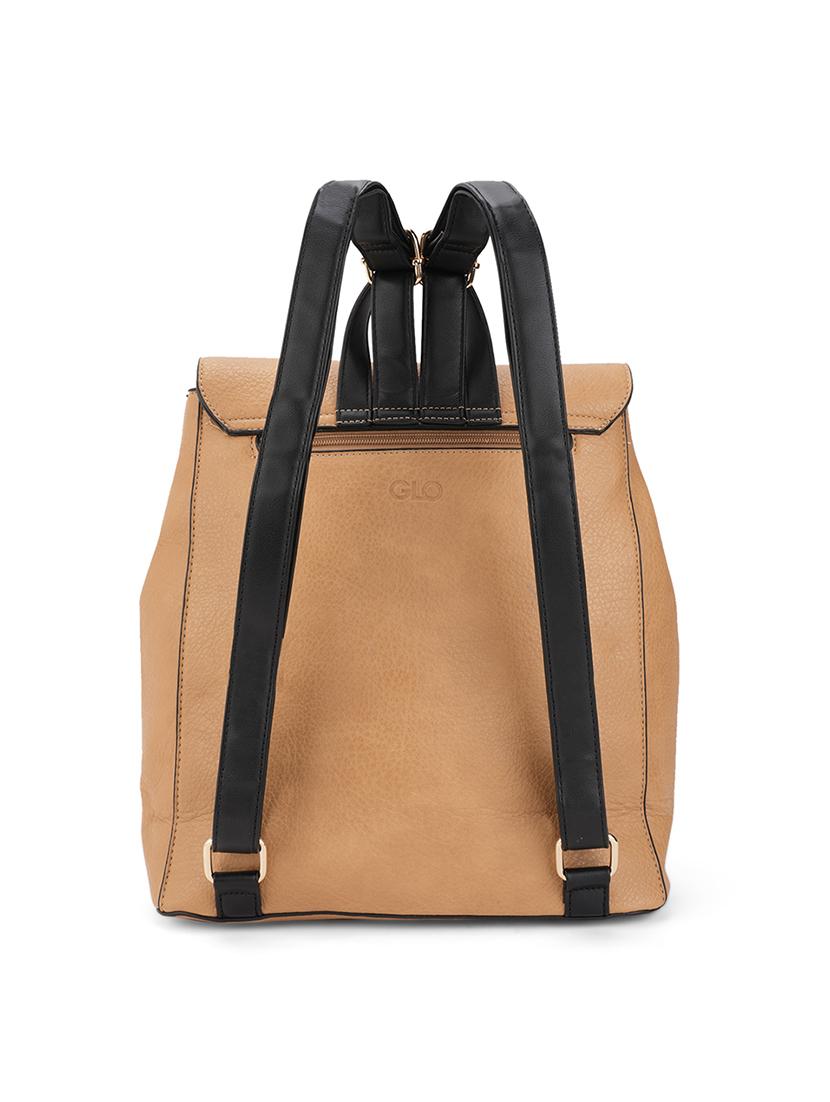 tan textured leatherette backpack - 21562334 - Standard Image - 1