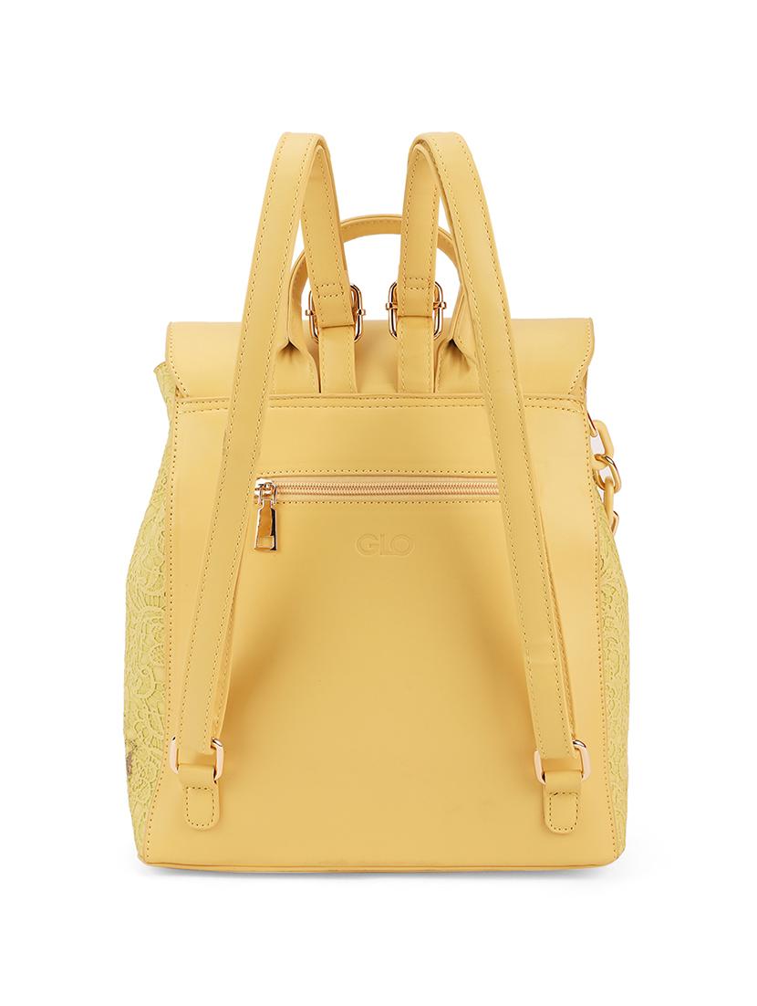 yellow textured leatherette backpack - 21562335 -  Standard Image - 1