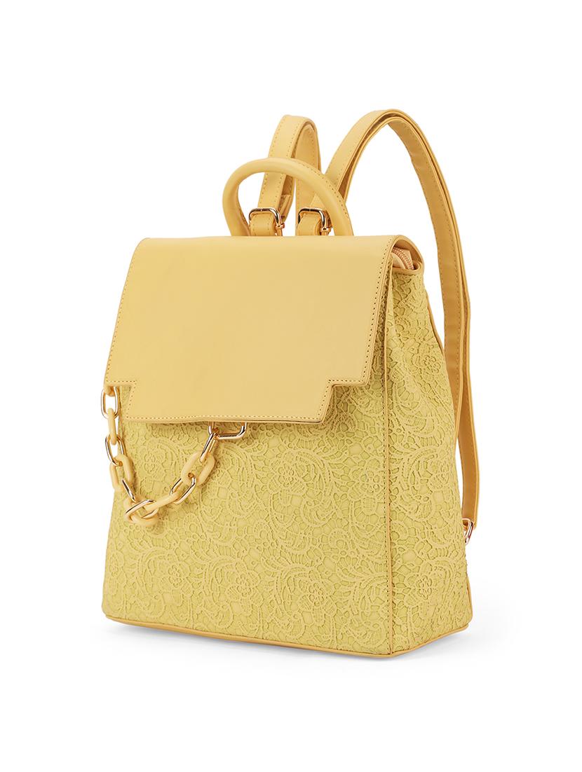 yellow textured leatherette backpack - 21562335 - Standard Image - 4