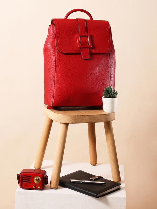 red textured leatherette backpack - 21562337 -  Standard Image - 0