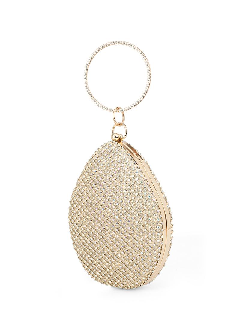gold synthetic embellished clutch - 21562339 - Standard Image - 4