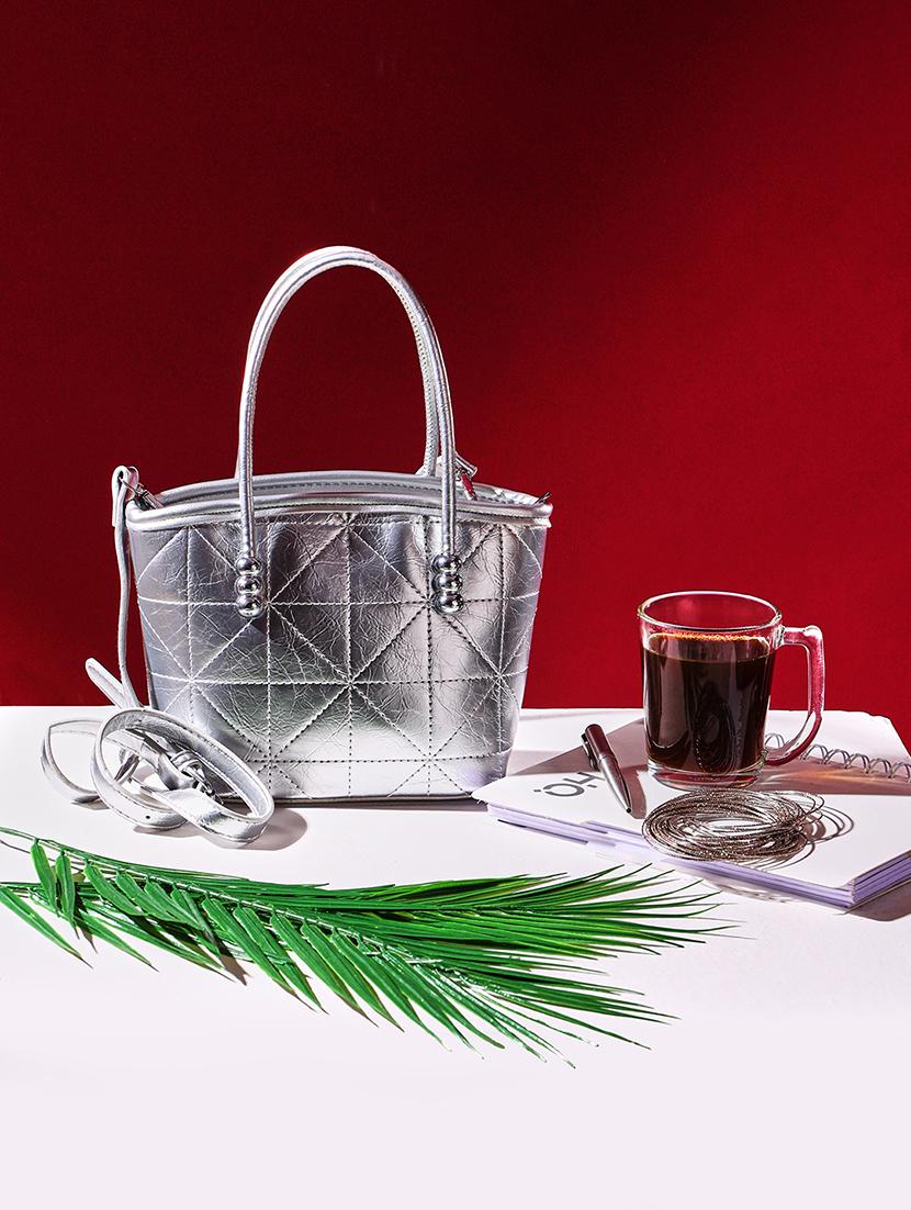 women silver pu handbag - 21562348 -  Zoom Image - 0