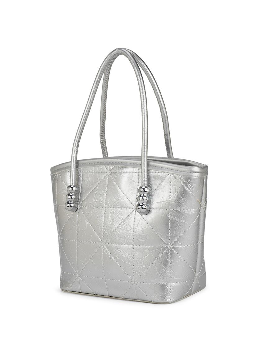 women silver pu handbag - 21562348 - Standard Image - 4