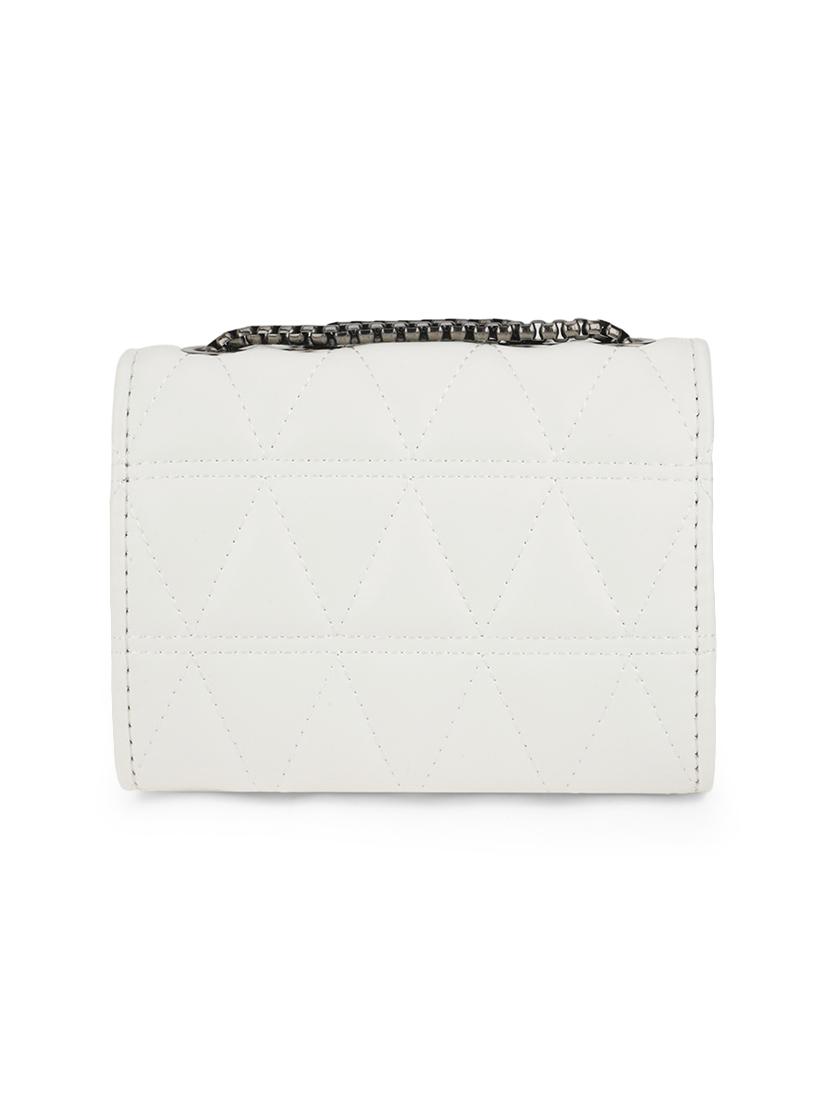 white textured leatherette sling bag - 21562354 -  Standard Image - 1