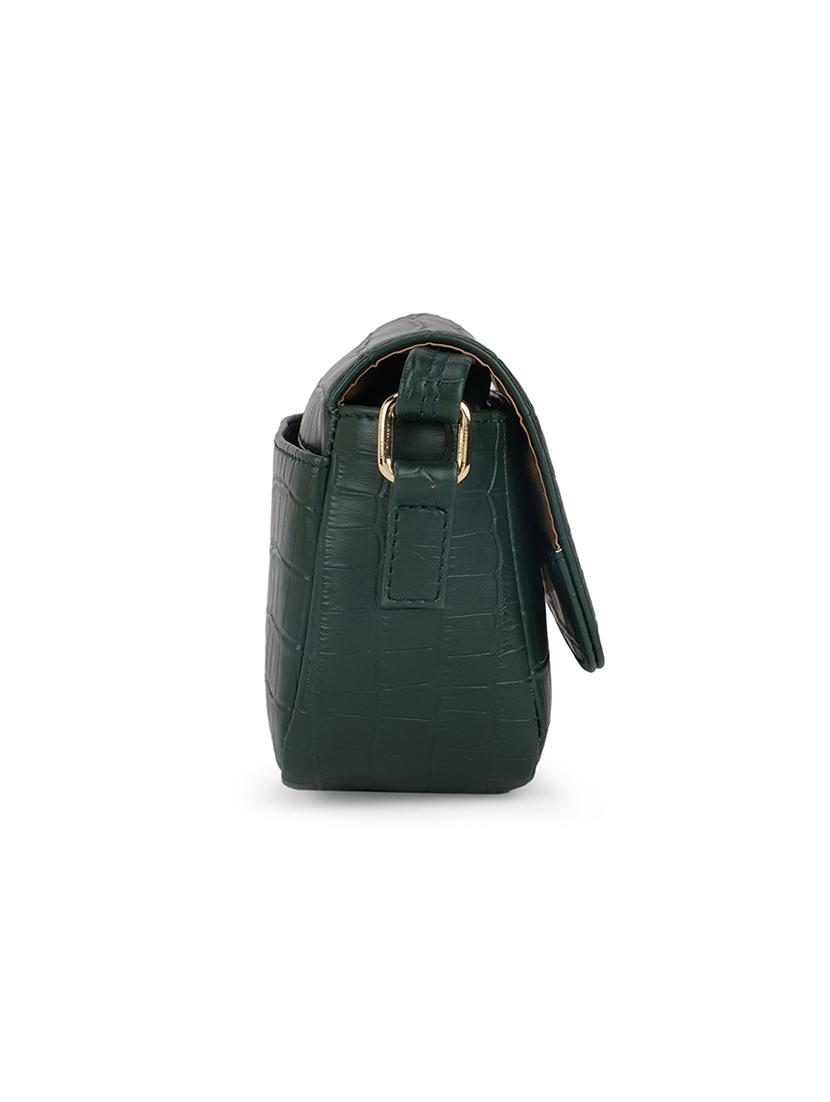 green textured leatherette sling bag - 21562366 - Standard Image - 4