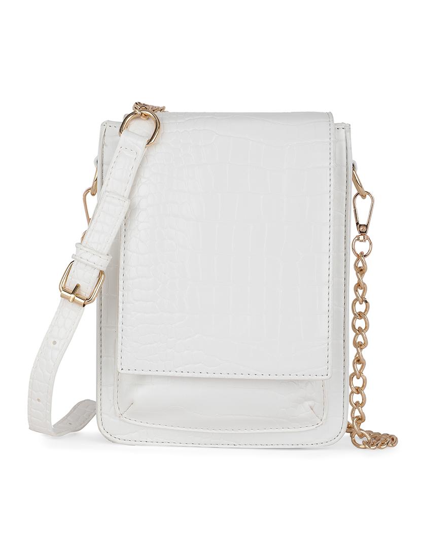 white textured leatherette sling bag - 21562367 -  Zoom Image - 0