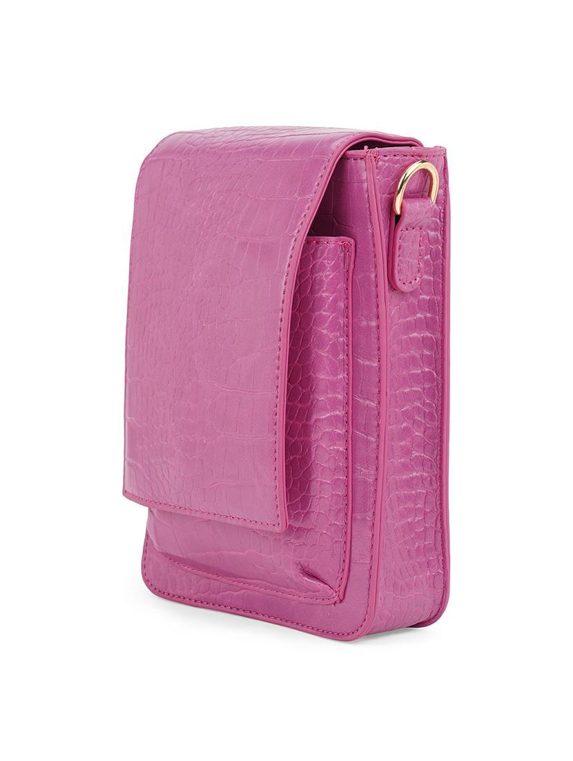 pink textured leatherette sling bag - 21562369 - Standard Image - 4