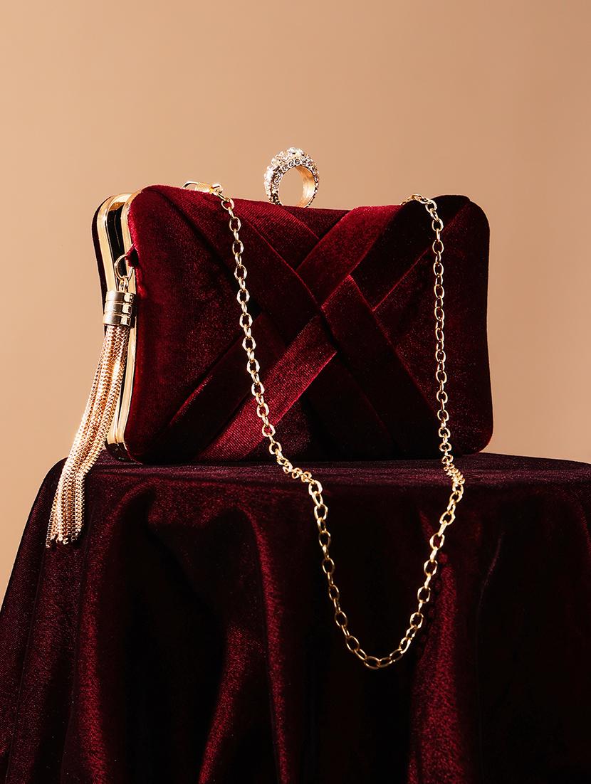 women wine metal box clutch - 21562384 - Zoom Image - 0