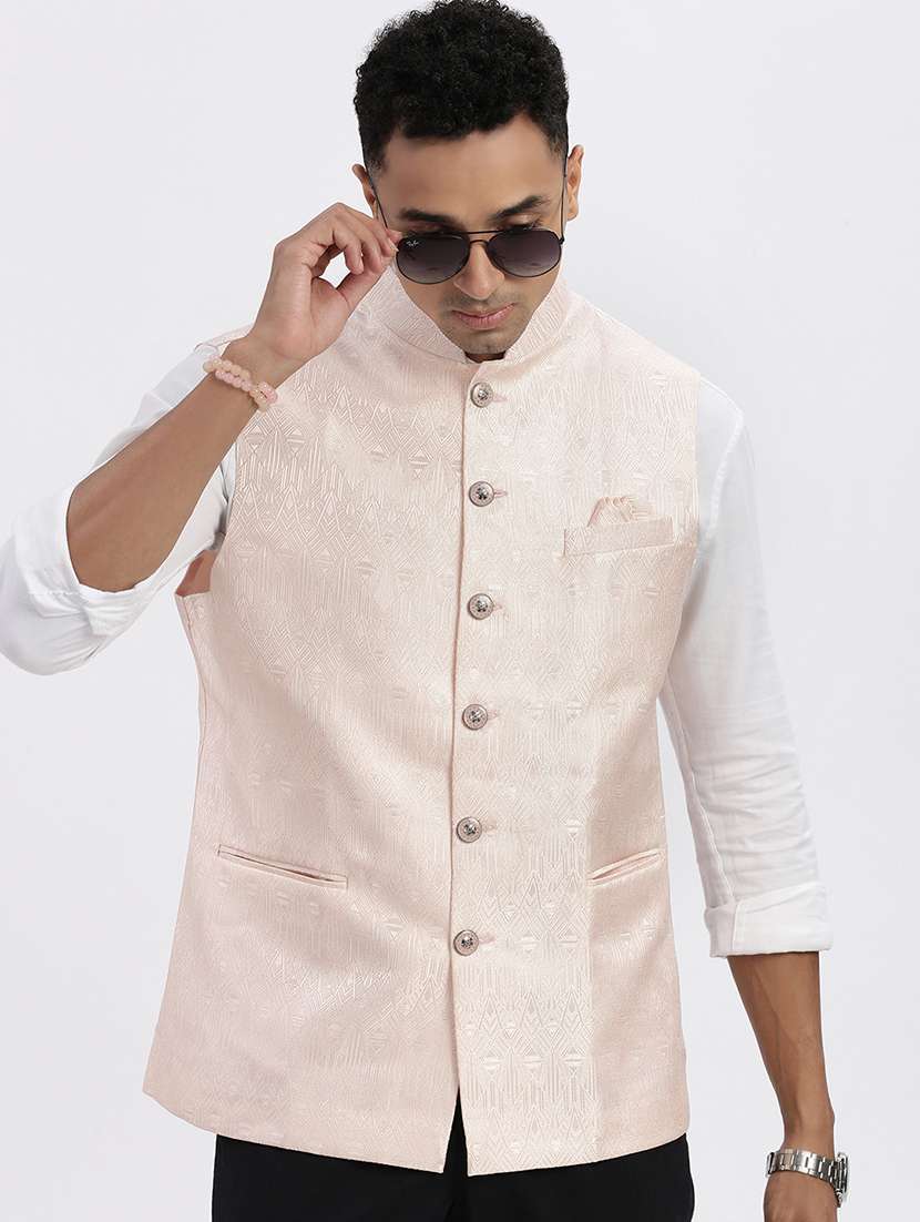 men self design mandarian neck nehru jacket - 21562485 -  Standard Image - 1