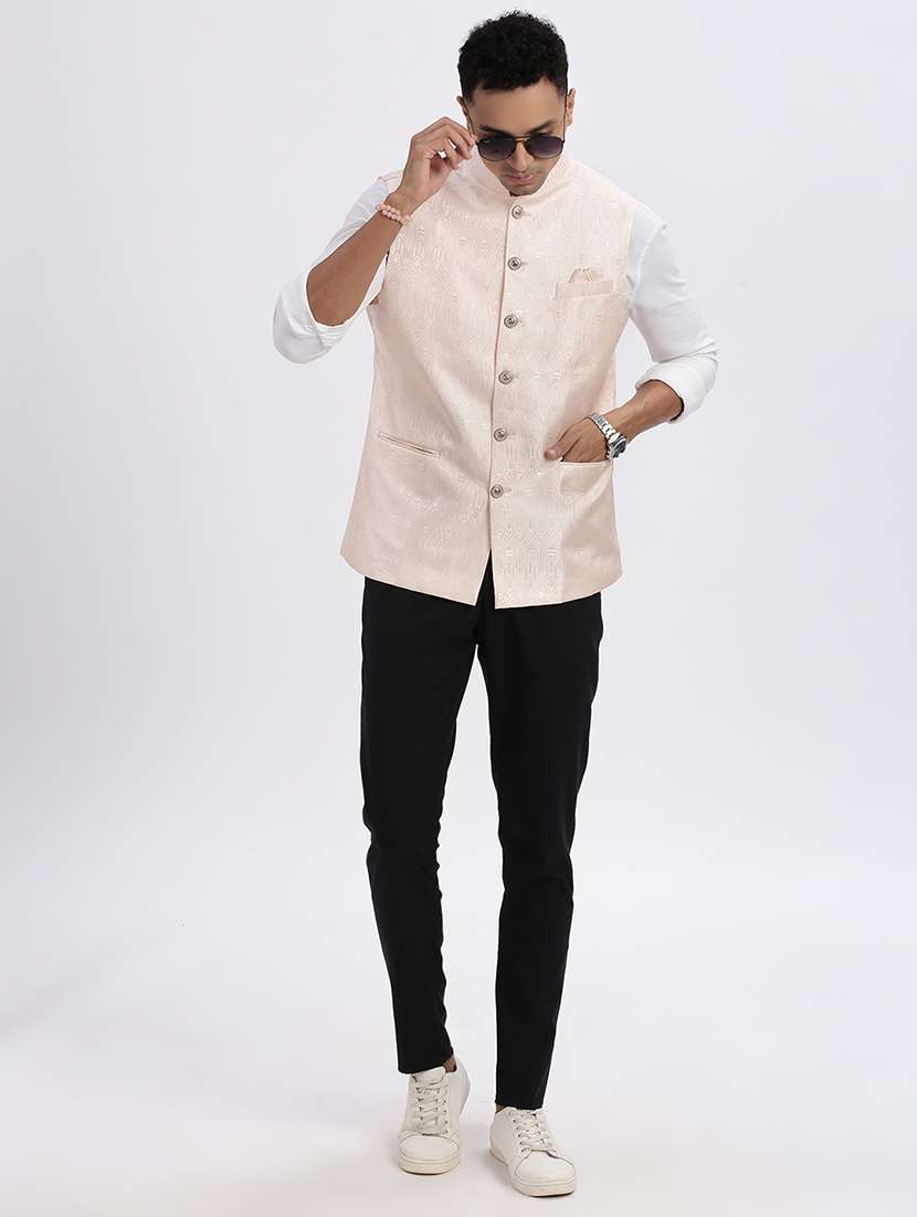 men self design mandarian neck nehru jacket - 21562485 -  Standard Image - 4