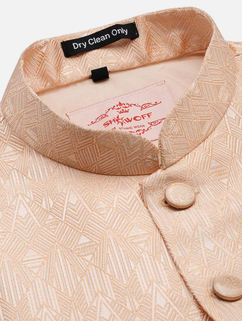 men self design mandarian neck nehru jacket - 21562486 - Standard Image - 6