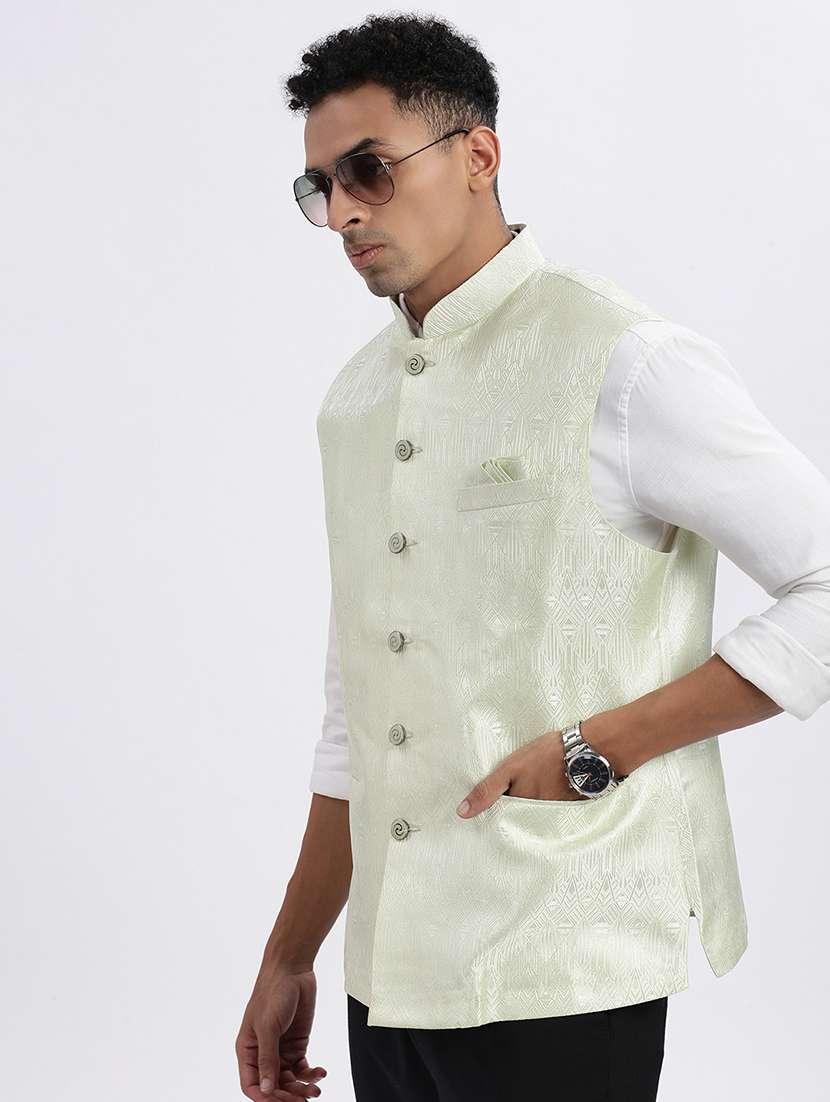 men self design mandarian neck nehru jacket - 21562487 -  Standard Image - 1