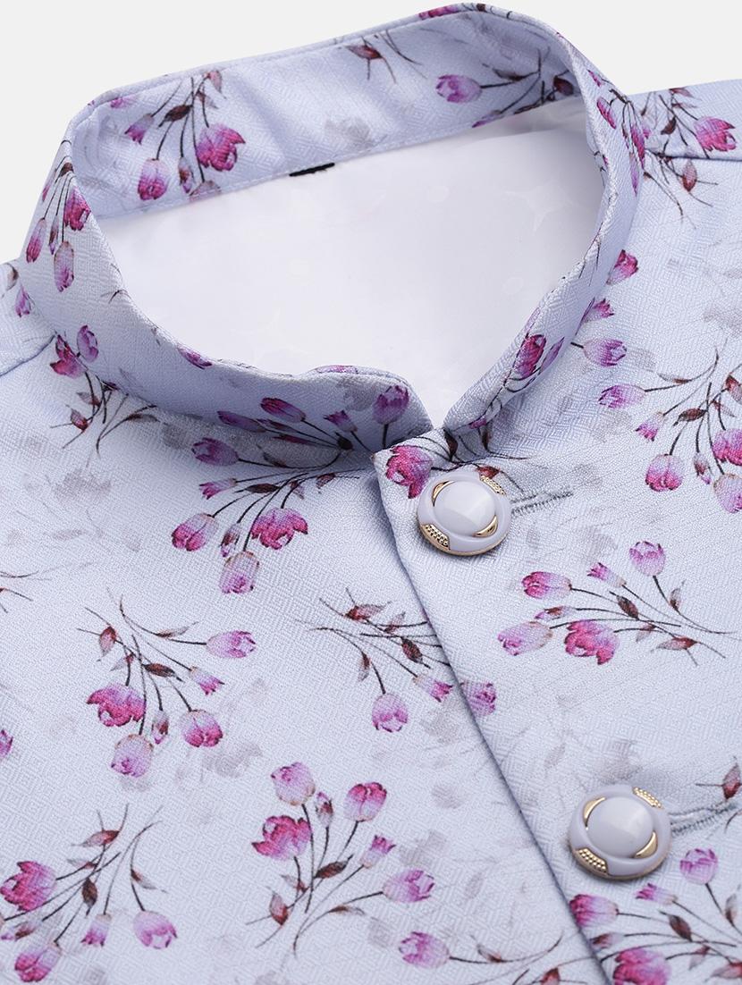 men floral mandarian neck nehru jacket - 21562490 - Standard Image - 6