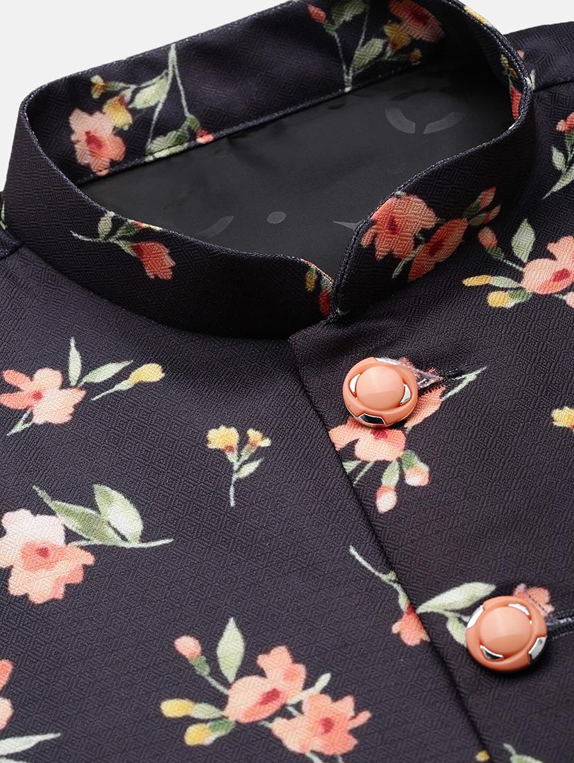 men floral mandarian neck nehru jacket - 21562500 - Standard Image - 6