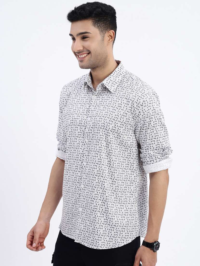 men geometric long sleeve casual shirt - 21562506 -  Standard Image - 1