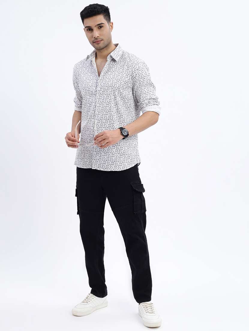 men geometric long sleeve casual shirt - 21562506 -  Standard Image - 4