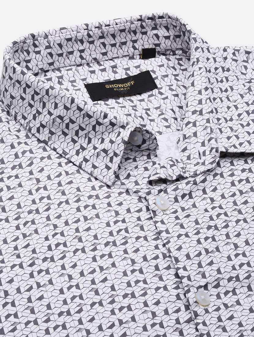 men geometric long sleeve casual shirt - 21562506 -  Standard Image - 6