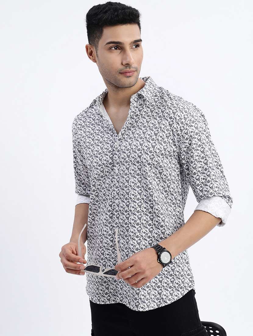men printed long sleeve casual shirt - 21562508 -  Standard Image - 1