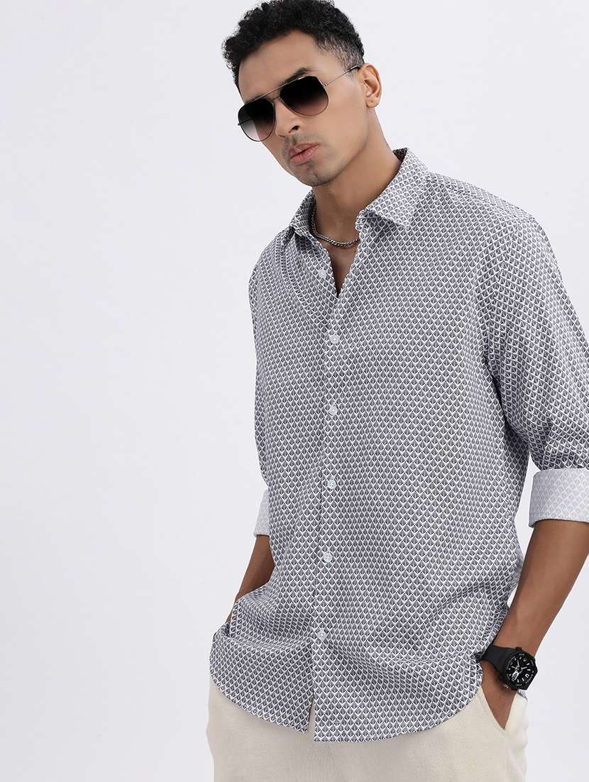 men printed long sleeve casual shirt - 21562509 -  Standard Image - 1