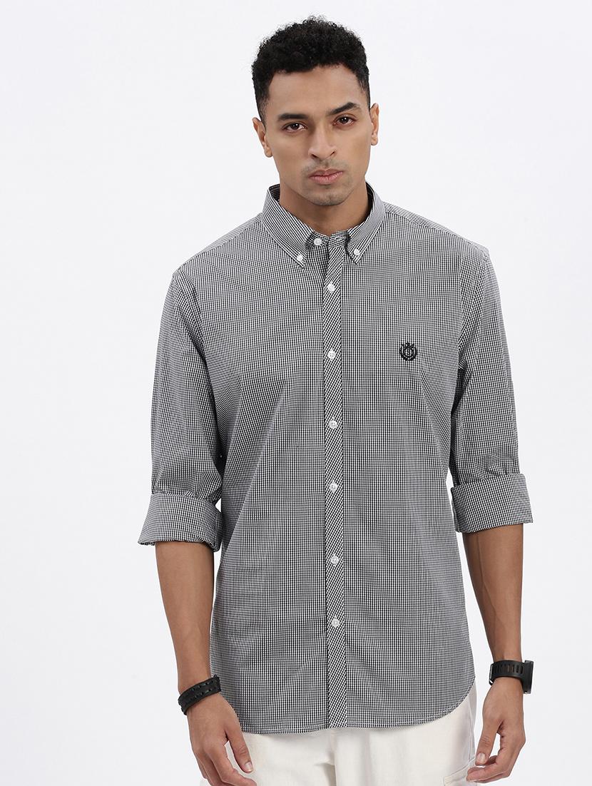 men checkered long sleeve casual shirt - 21562515 -  Zoom Image - 0