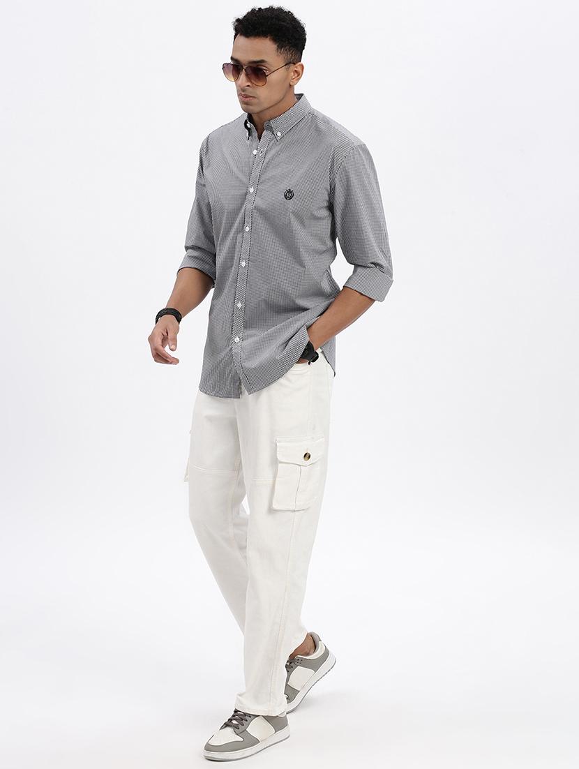 men checkered long sleeve casual shirt - 21562515 - Standard Image - 4