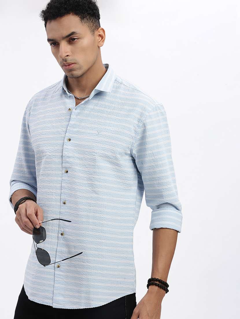 men striped long sleeve casual shirt - 21562521 -  Standard Image - 1