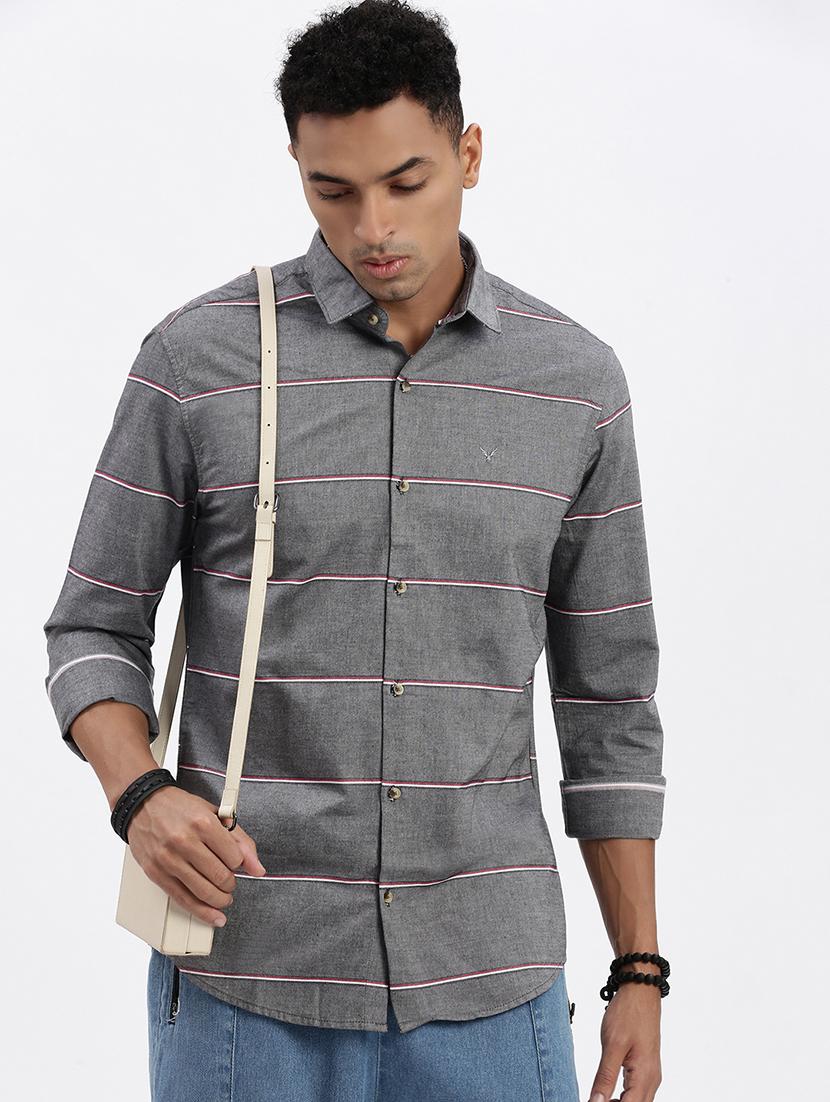 men striped long sleeve casual shirt - 21562522 - Standard Image - 1