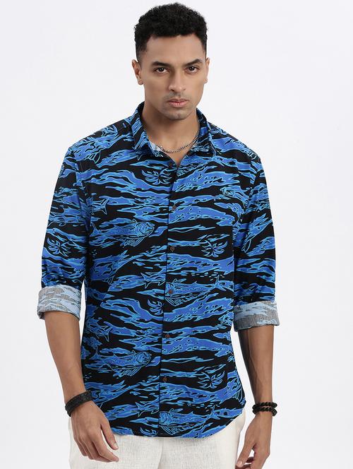 men abstract long sleeve casual shirt - 21562527 - Standard Image - 0