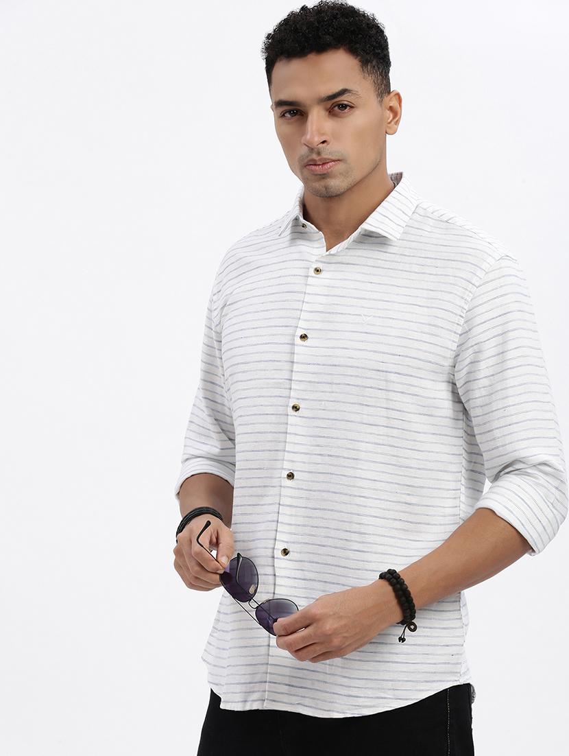 men striped long sleeve casual shirt - 21562529 - Standard Image - 1