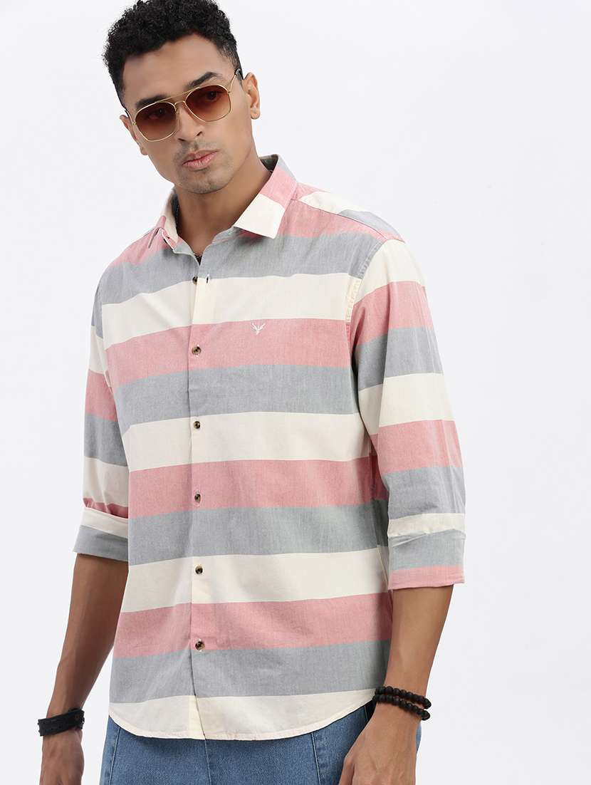 men striped long sleeve casual shirt - 21562531 -  Standard Image - 1