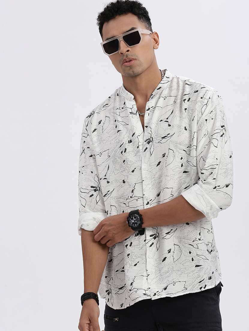 men printed long sleeve casual shirt - 21562533 - Standard Image - 1