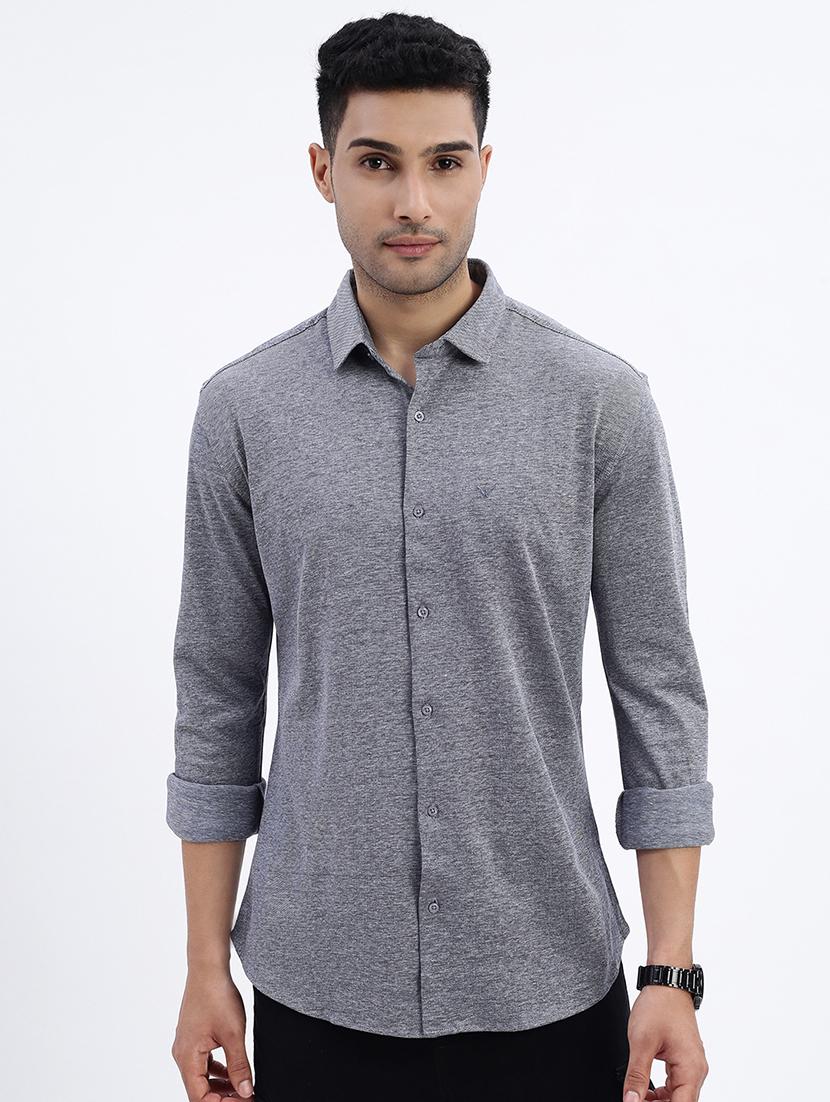 men solid long sleeve casual shirt - 21562535 -  Zoom Image - 0