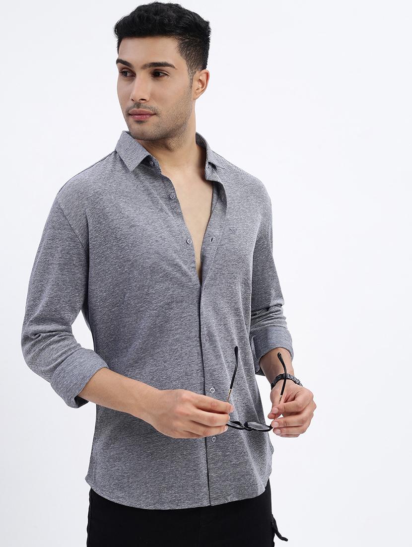 men solid long sleeve casual shirt - 21562535 -  Standard Image - 1