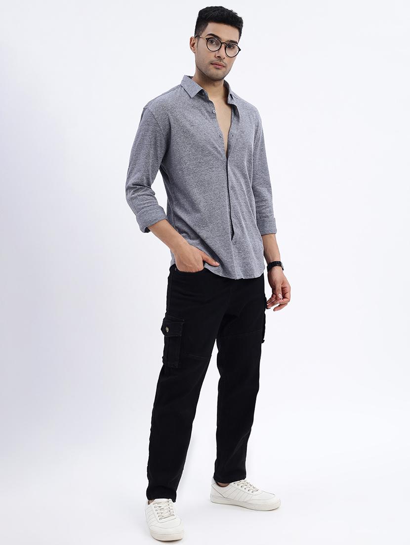 men solid long sleeve casual shirt - 21562535 - Standard Image - 4