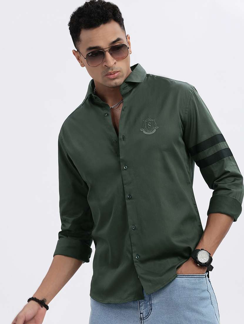 men taped long sleeve casual shirt - 21562544 -  Standard Image - 1