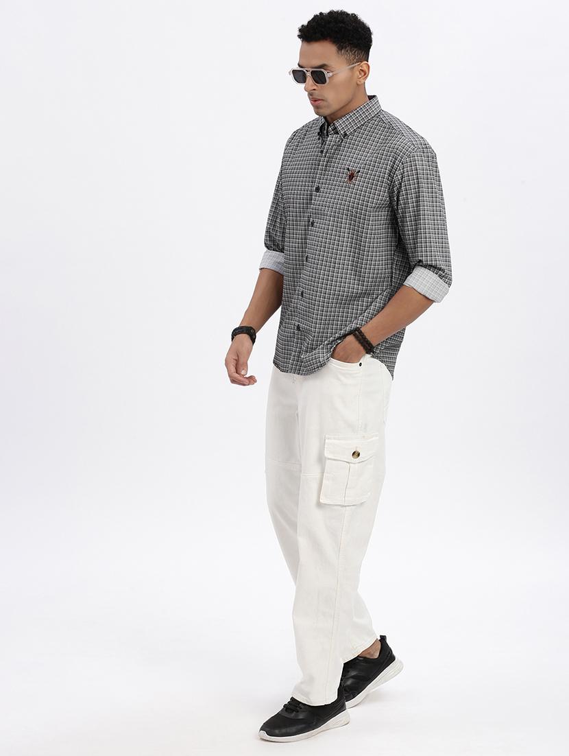 men checkered long sleeve casual shirt - 21562546 - Standard Image - 4