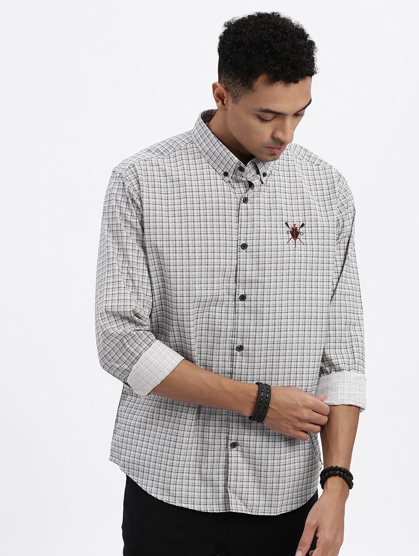men checkered long sleeve casual shirt - 21562547 - Standard Image - 1
